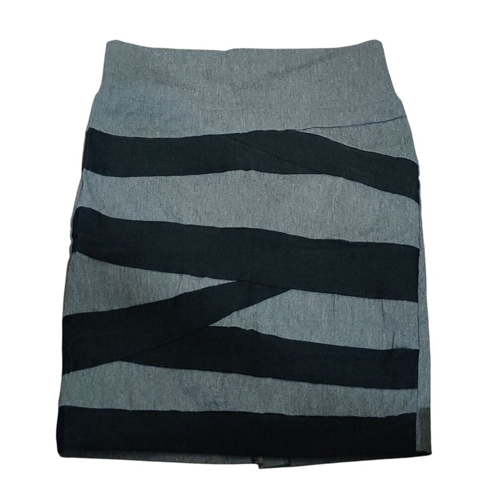 Spring Street L Vintage Y2K Colorblock Pencil Skirt Gray Black USA Made Retro